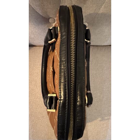 Michael Kors Smythe Small Dome Cross Stich Satchel Walnut Black - Picture 10 of 11